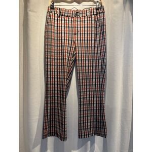 Cabi High-Rise Slim Crop Plaid Pants Rust Black White Trousers 5567 Size 4
